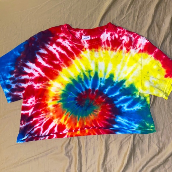 Gildan Tops - Tie Dye Cotton Cropped Shirt Size S